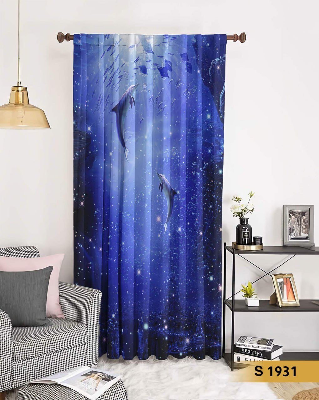 ستارة ديجيتال 3D بتصميم الدلافين وعالم البحار باللون الأزرق _ S 1931