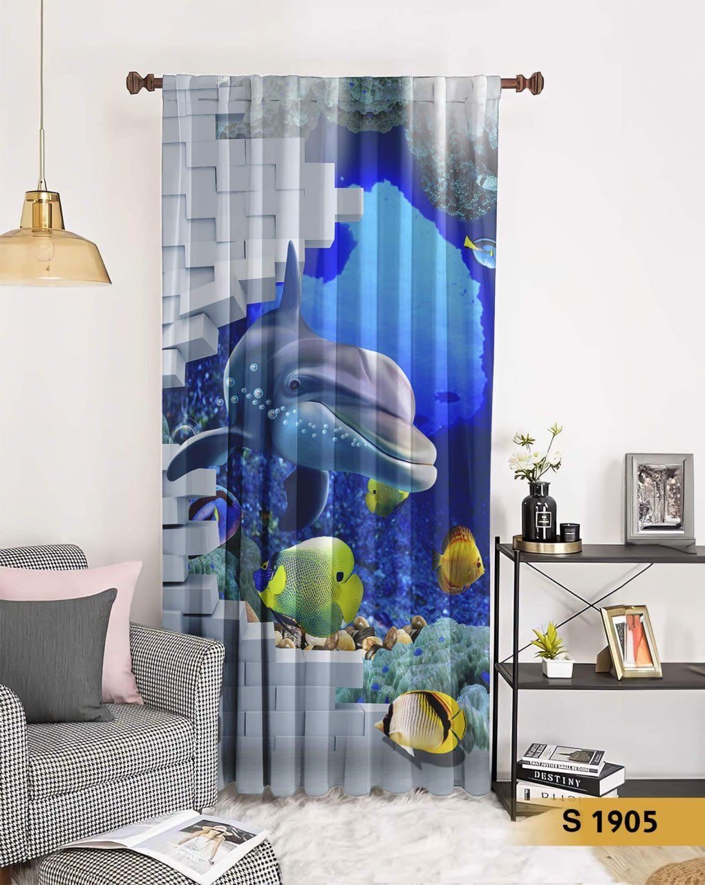 ستارة قطيفة ناعمة 3D بتصميم الدولفين _ S 1905