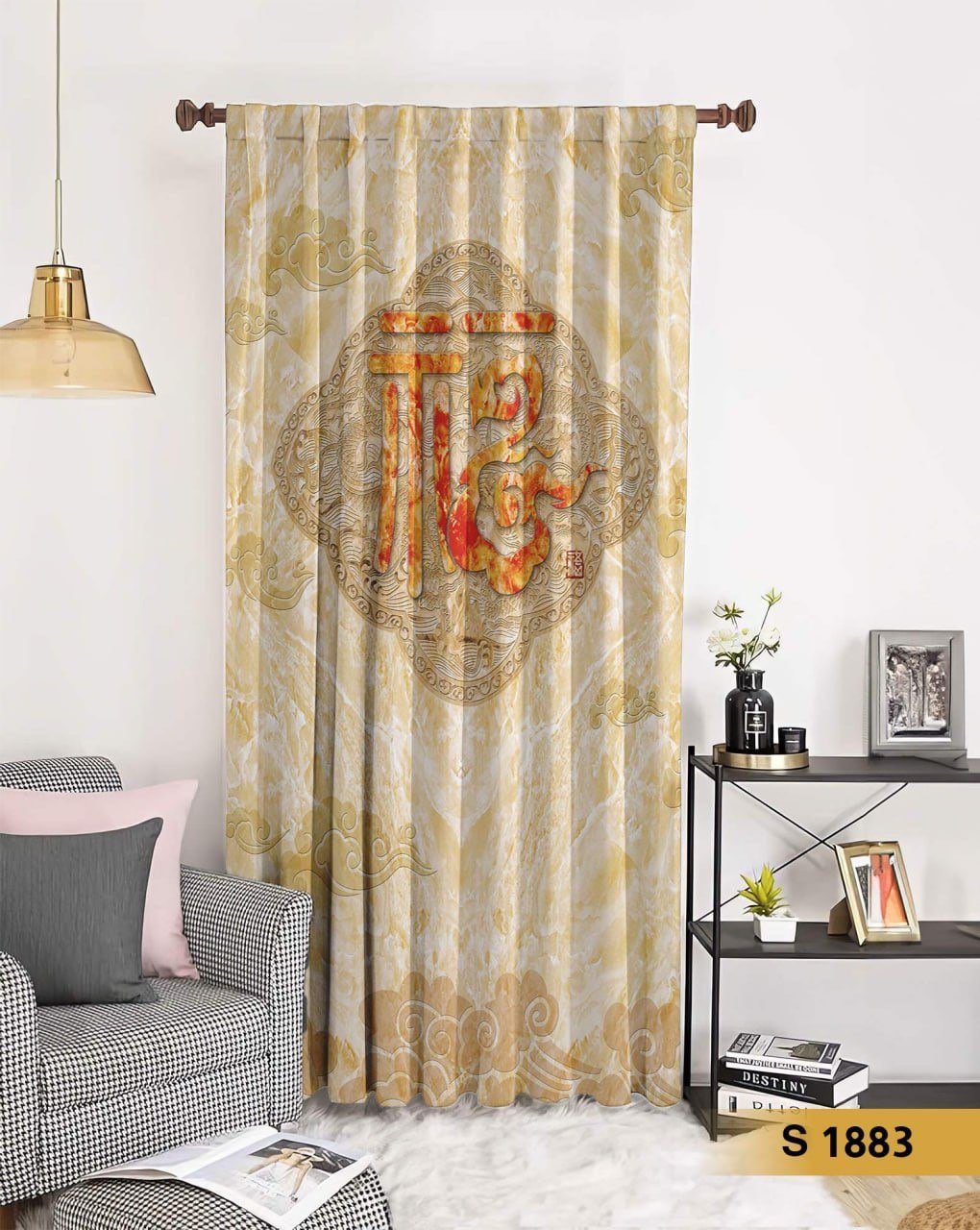 ستارة قطيفة باللون الذهبي والأبيض - 3D بطابع آسيوي تقليدي وفخم _ S 1883