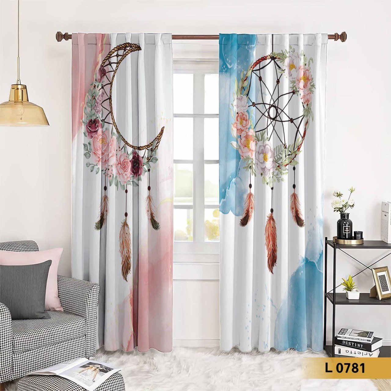 ستارة قطيفة ناعمة - تصميم بالوردي والأزرق _ L 0781