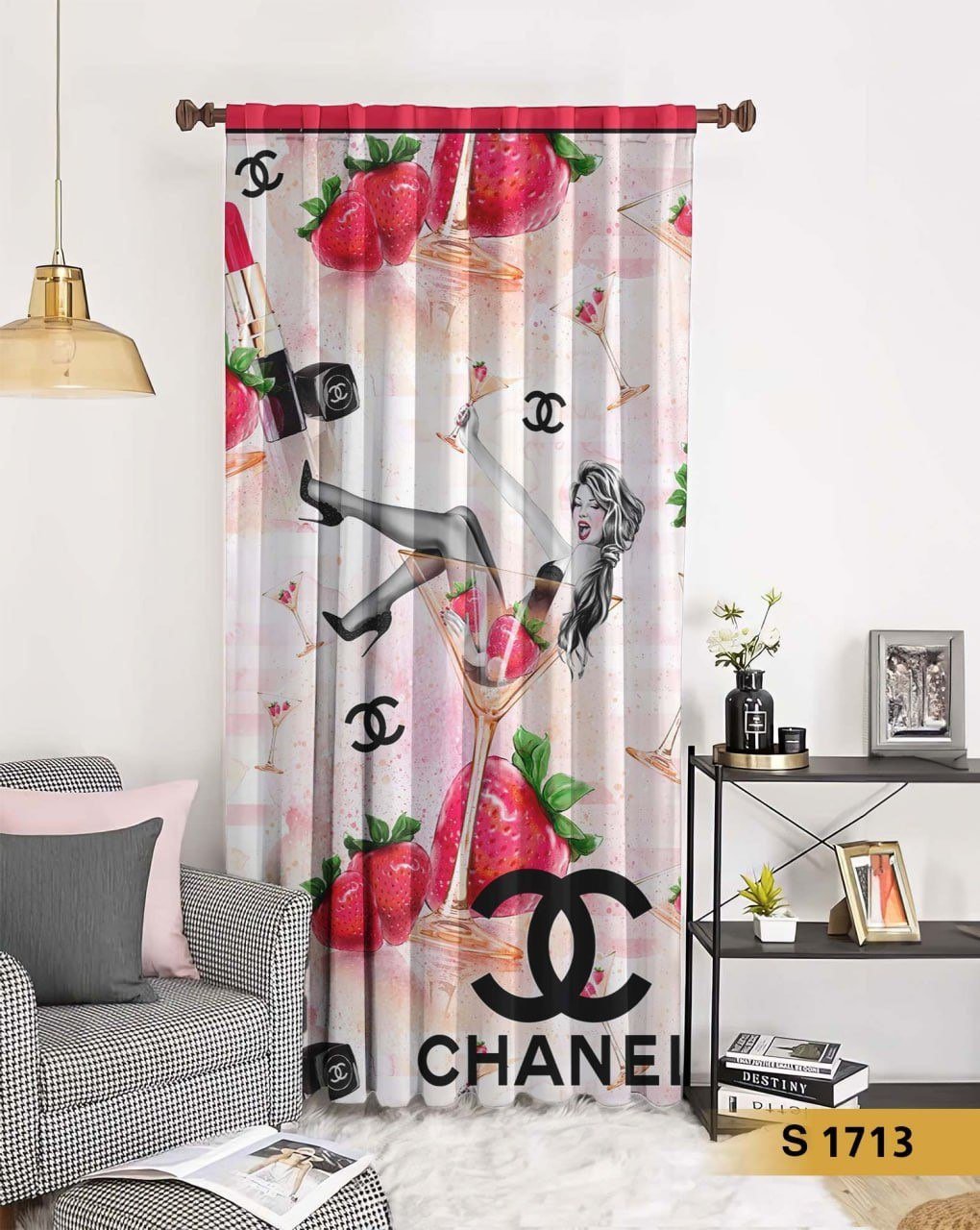 ستارة قطيفة ناعمة - تصميم الفراولة وأرجوحة مطبوعة 3D باللون الوردي _ S 1713