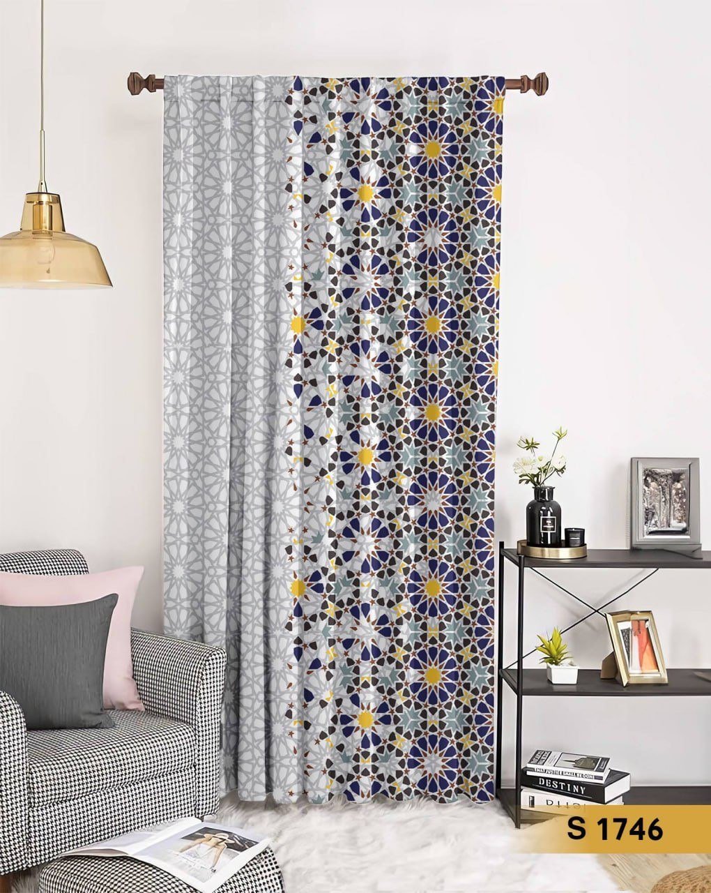 ستارة قطيفة طباعة 3D بتصميم فسيفساء شرقية ملونة – S 1746