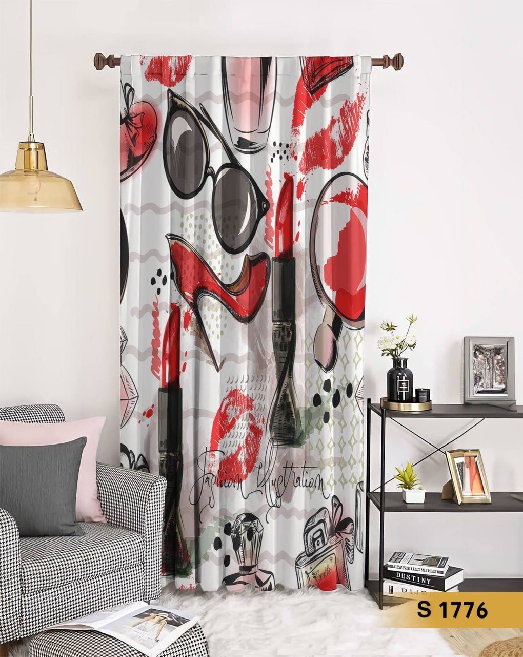 ستارة قطيفة طباعة 3D بتصميم ميك أب وفاشون عصري – S 1776