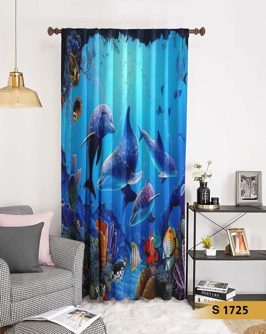 ستارة قطيفة طباعة 3D بتصميم دولفين وأعماق البحر – S 1725