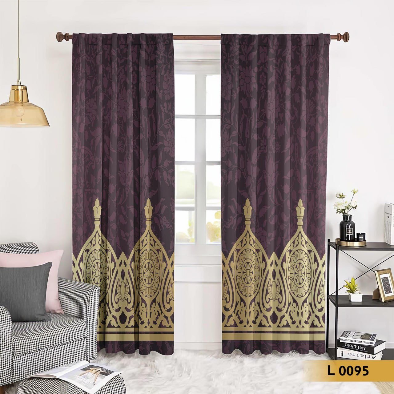 ستارة طباعة 3D بنقوش فخمة ذهبية وخلفية بنية داكنة – موديل L0095