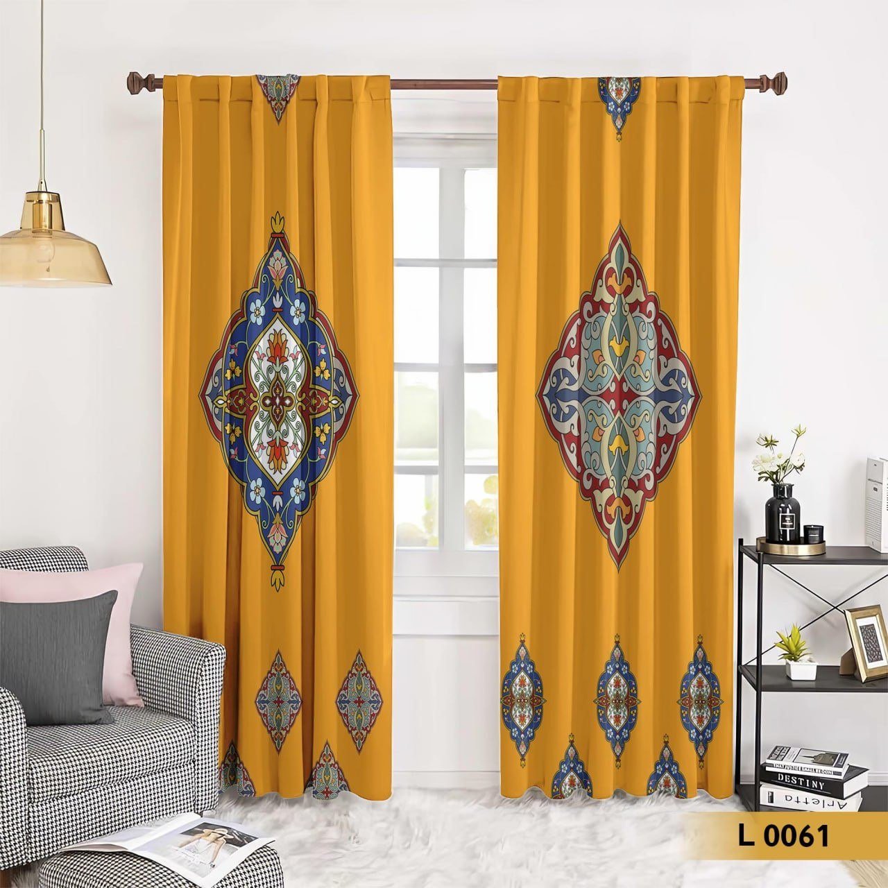 ستارة قطيفة طباعة 3D بنقوش شرقية ملونة – موديل L0061