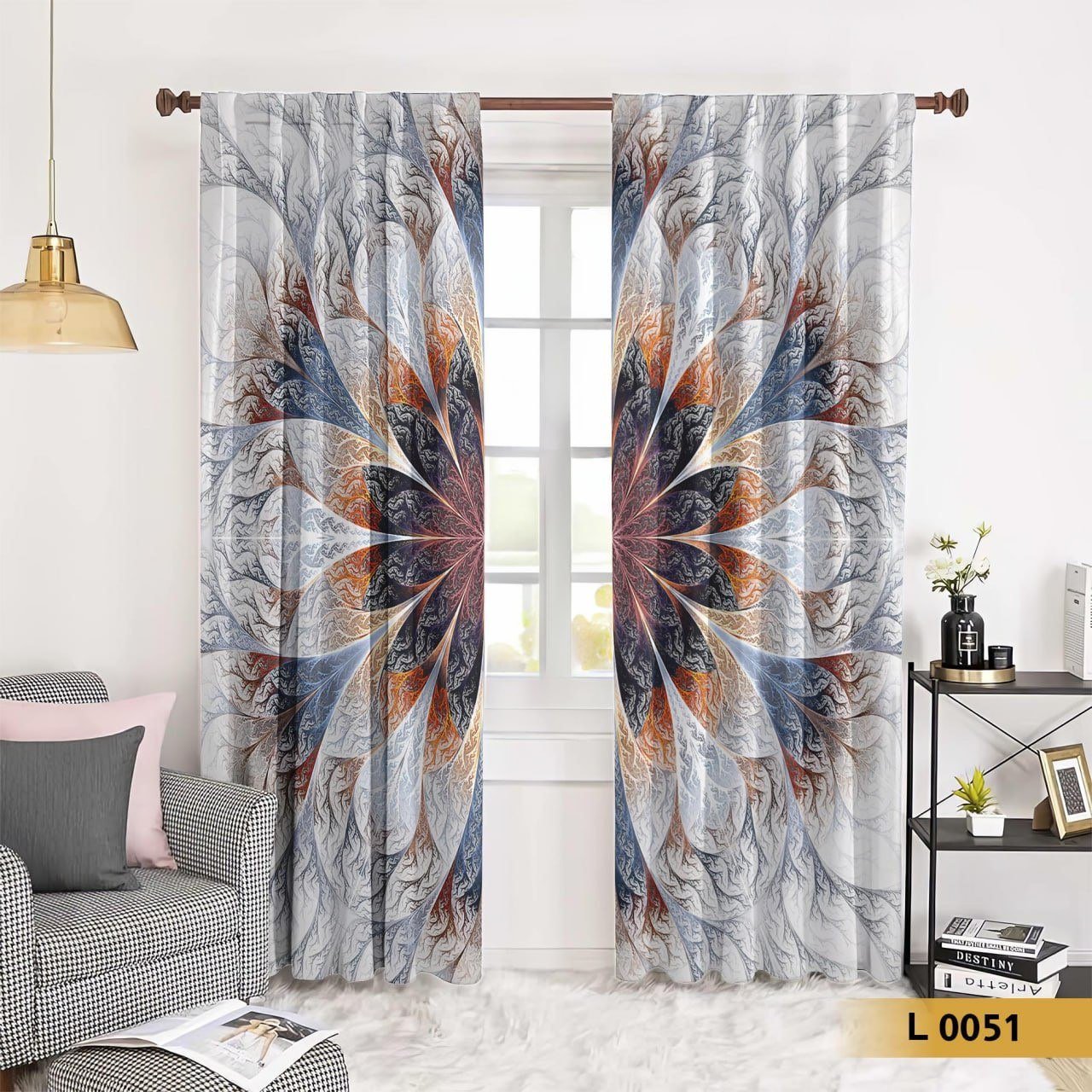 ستارة قطيفة طباعة 3D بألوان داكنة – موديل L0051