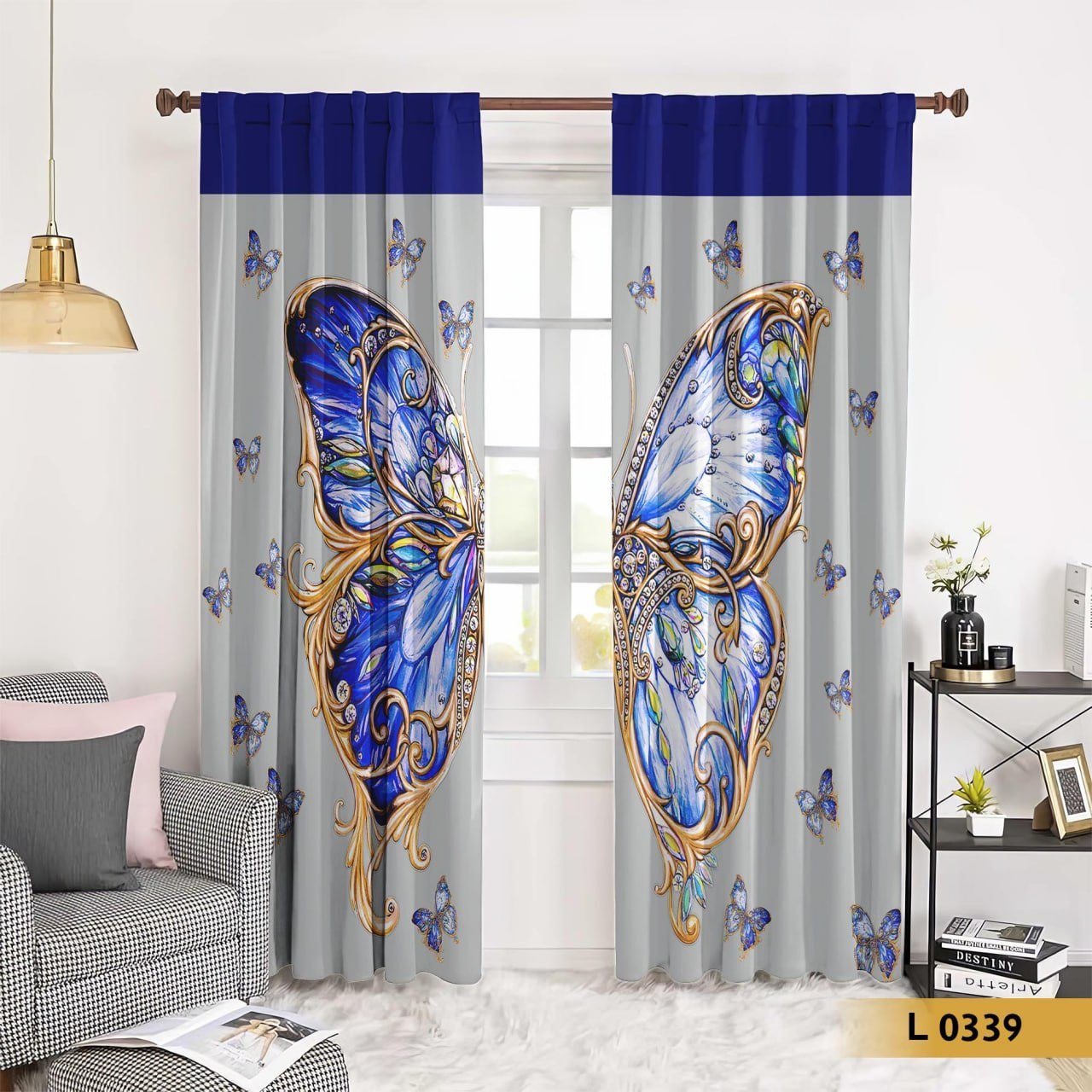 ستارة مودرن بتصميم فراشة ثلاثية الأبعاد باللون الأزرق – موديل L0339