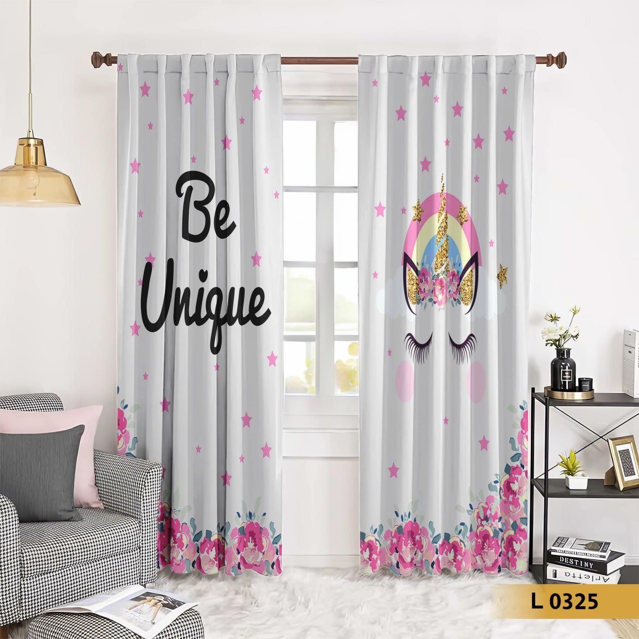 ستارة أطفال بتصميم يونيكورن مع عبارة Be Unique – موديل L0325