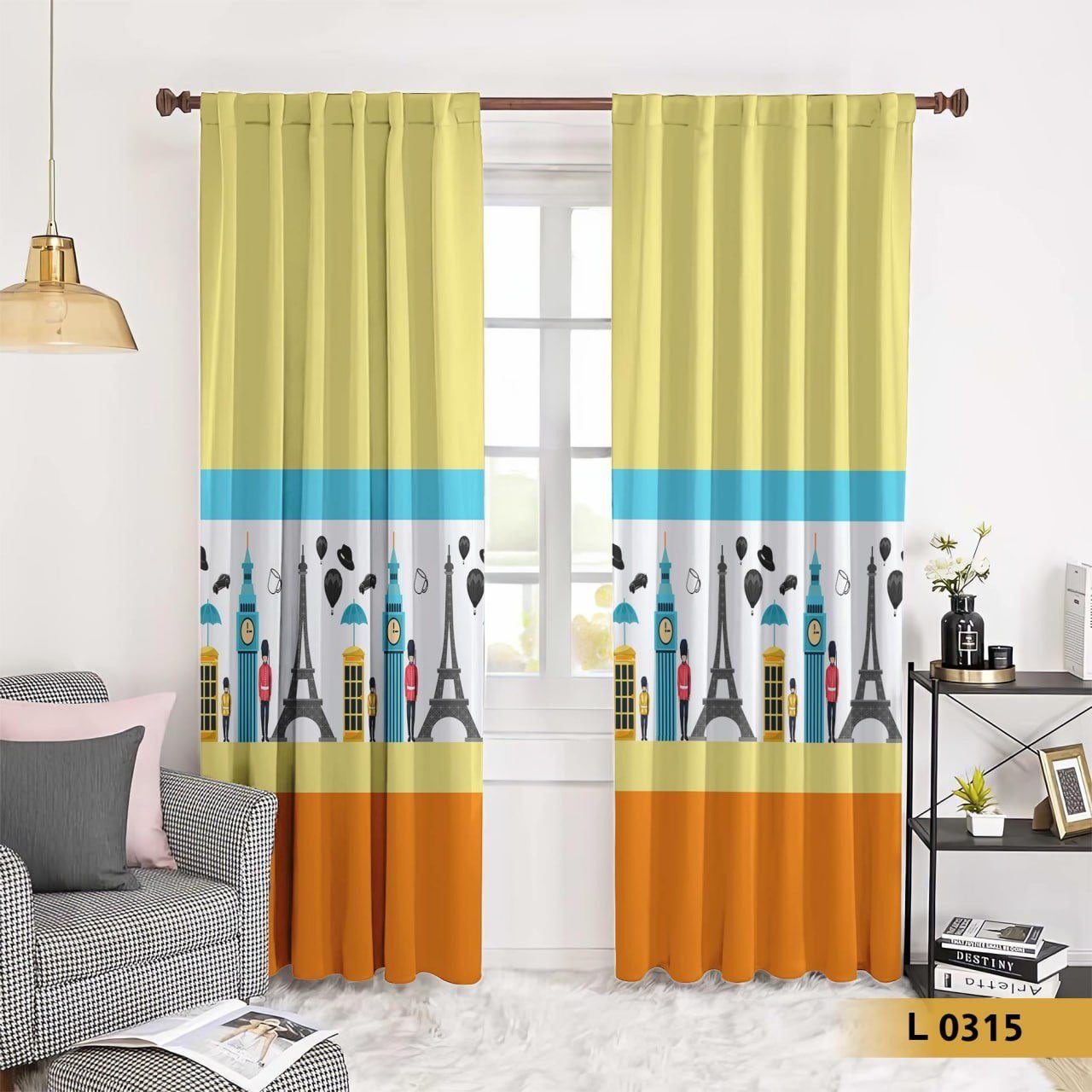 ستارة أطفال مودرن بطبعة معالم عالمية ملونة – موديل L0315