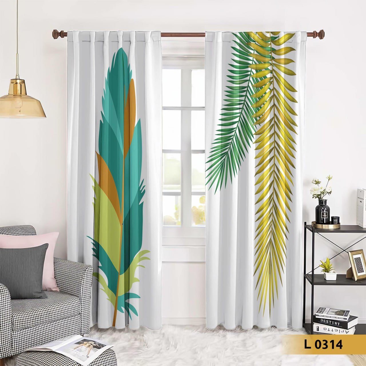 ستارة مودرن بطبعة أوراق استوائية ملونة – موديل L 0314