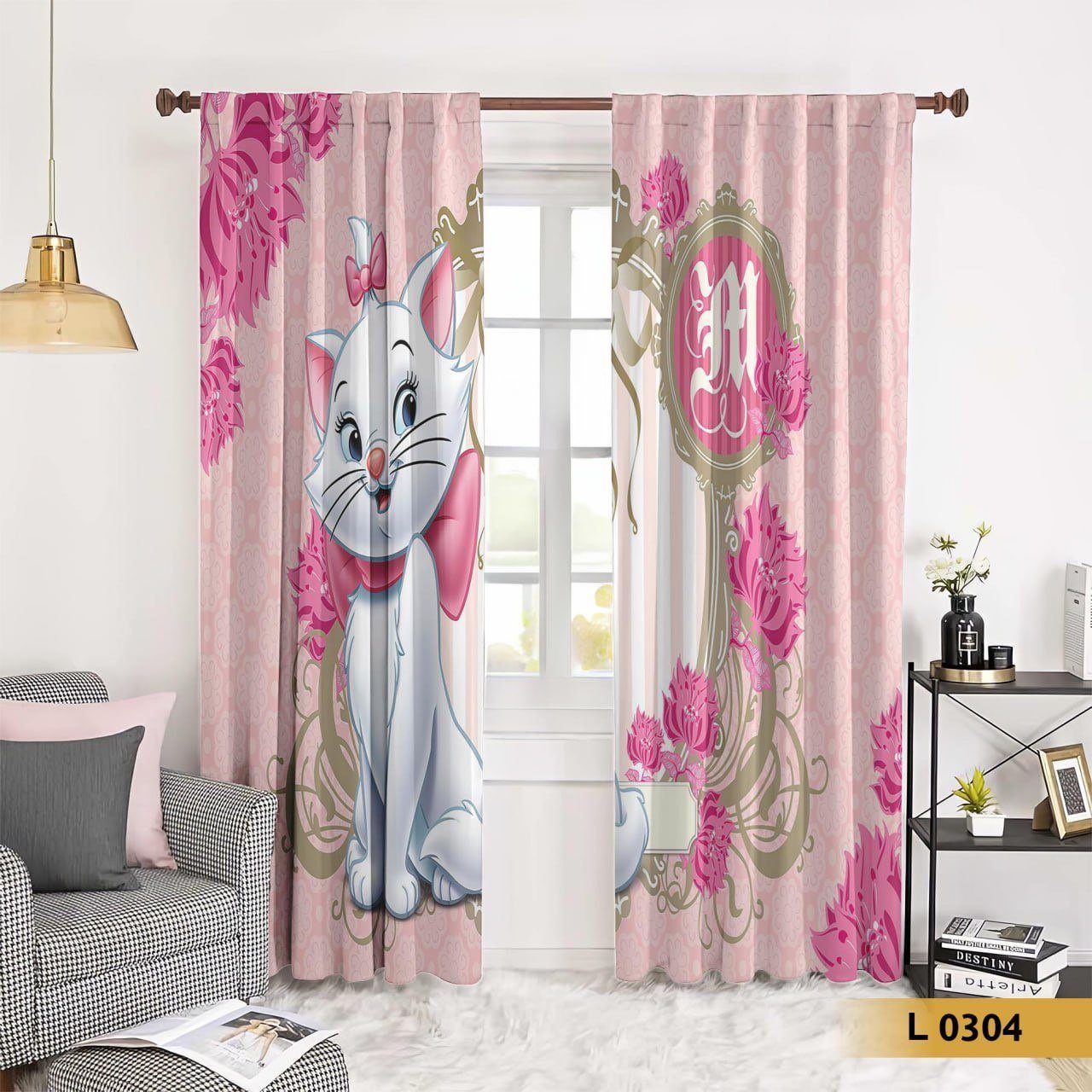 ستارة أطفال بطبعة قطة لطيفة باللون الوردي – موديل L0304