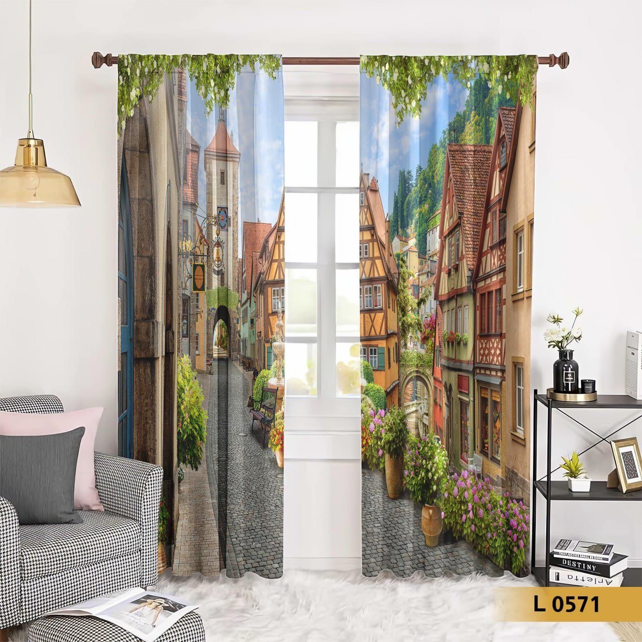 ستارة منظر أوروبي خيالي – شارع بيوت – موديل L 0571