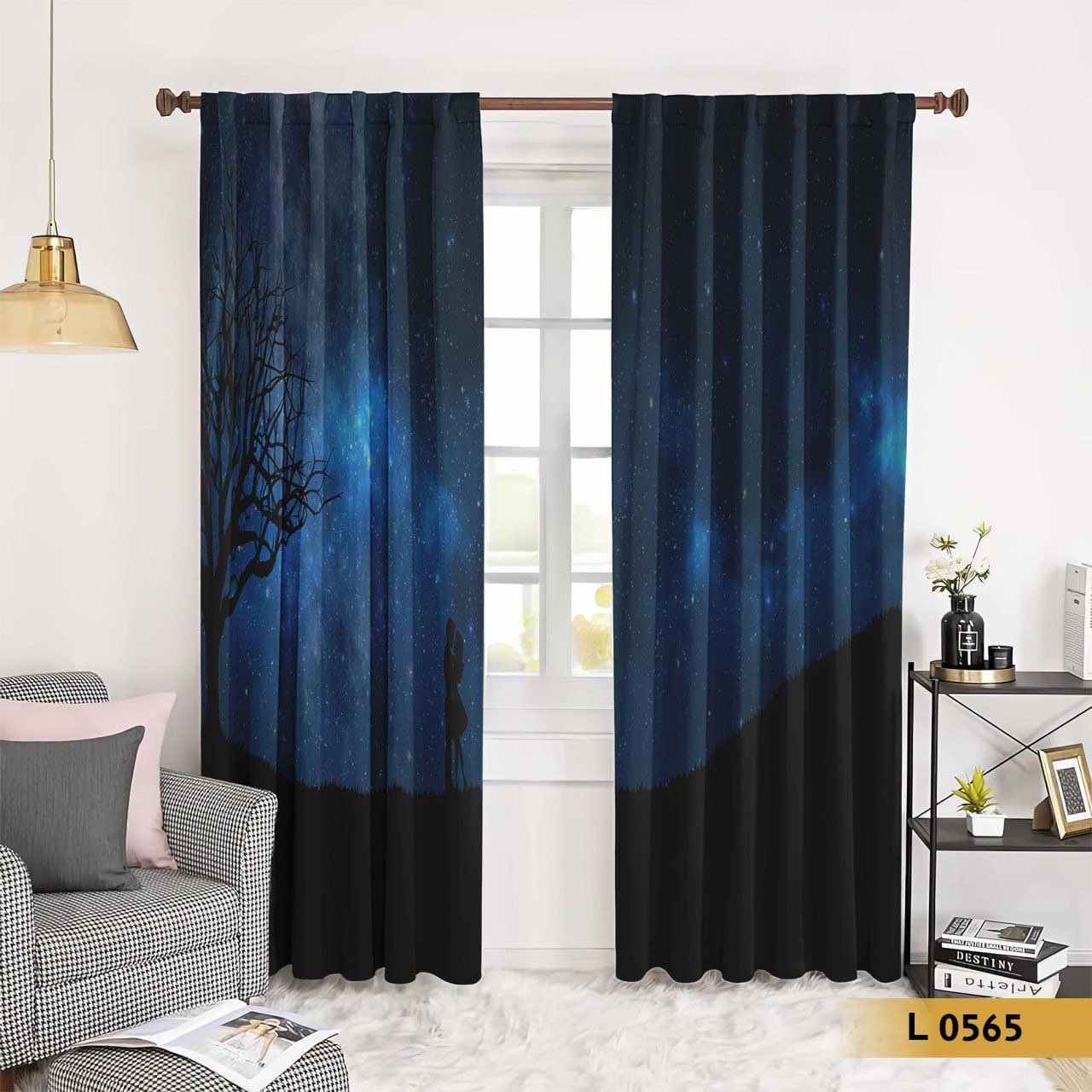 ستارة قطيفة ليلية بتصميم سماء نجوم – موديل L0565