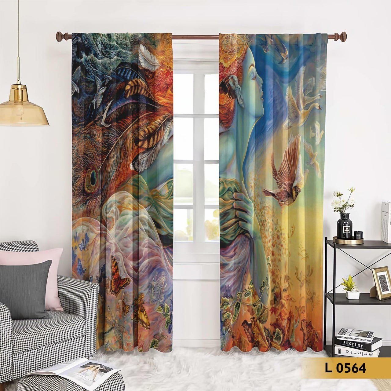 ستارة فنية بطباعة عناصر الطبيعة – موديل L 0564