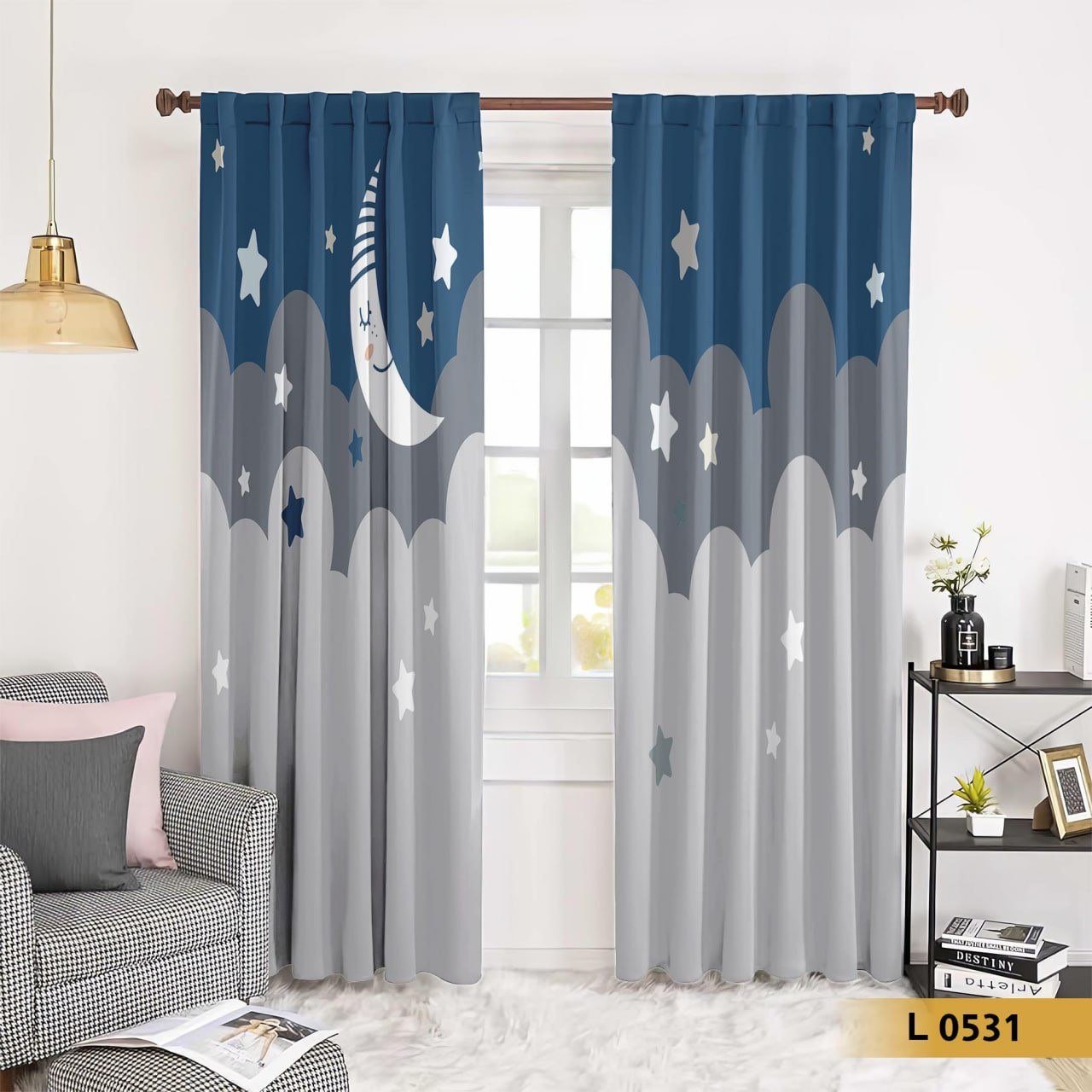 ستارة أطفال قطيفة بطبعة هلال ونجوم – موديل L 0531