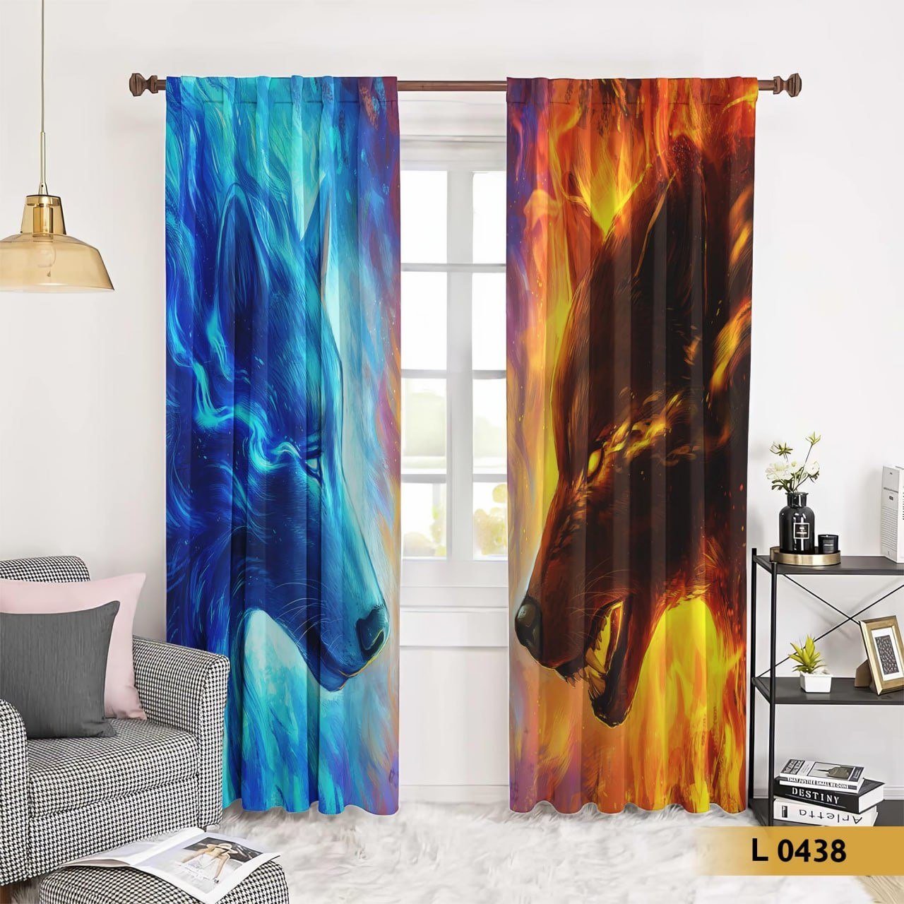 ستارة قطعتين بتصميم ذئب النار وذئب الجليد – موديل L 0438