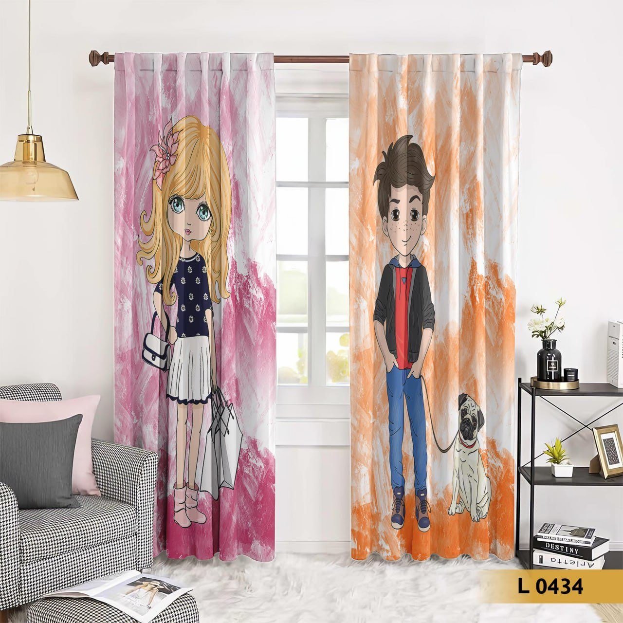 ستارة قطعتين كرتون ولد وبنت – ألوان وردي وبرتقالي – موديل L 0434