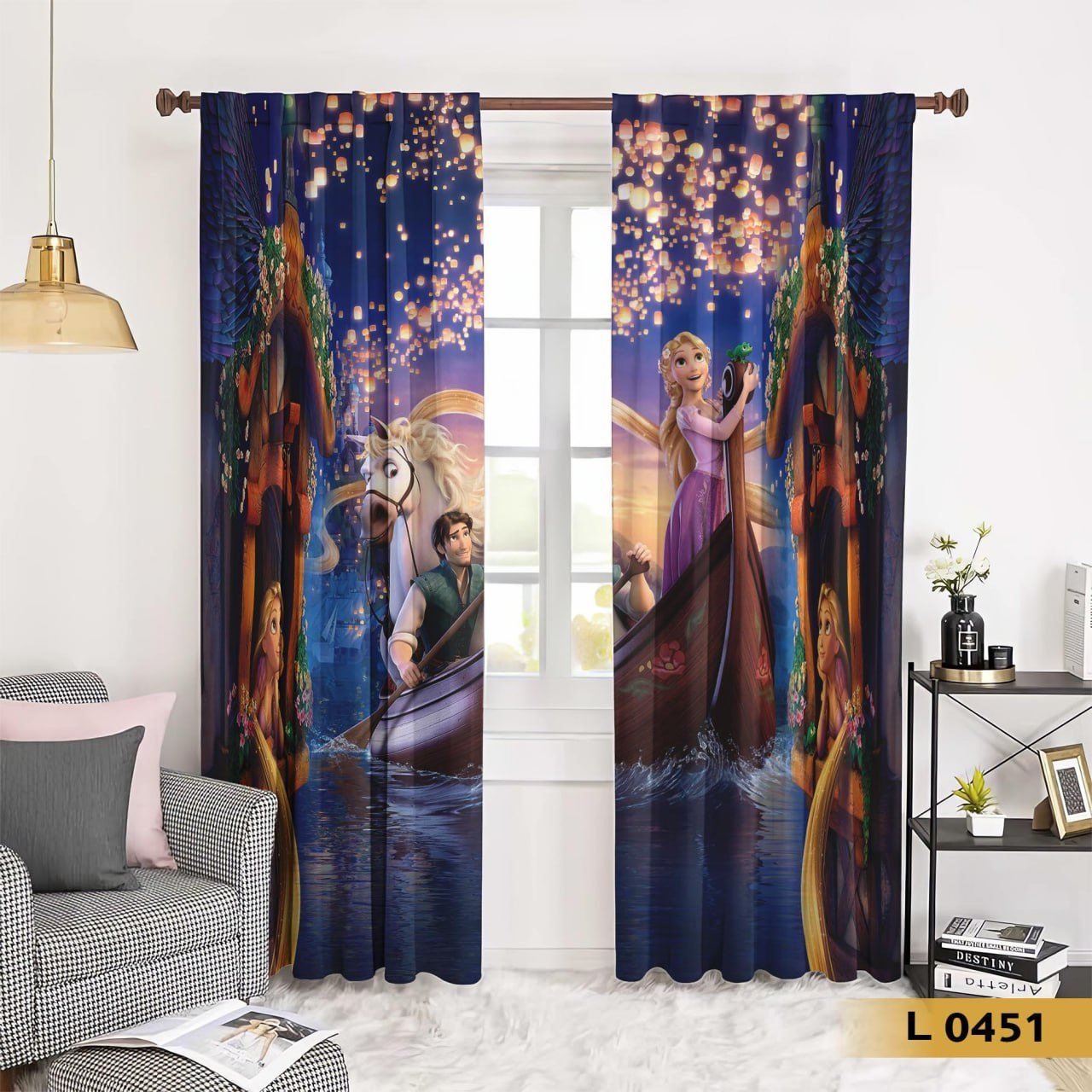 ستارة أطفال بطباعة مشهد خيالي مضيء – ألوان داكنة وزاهية – موديل L 0451