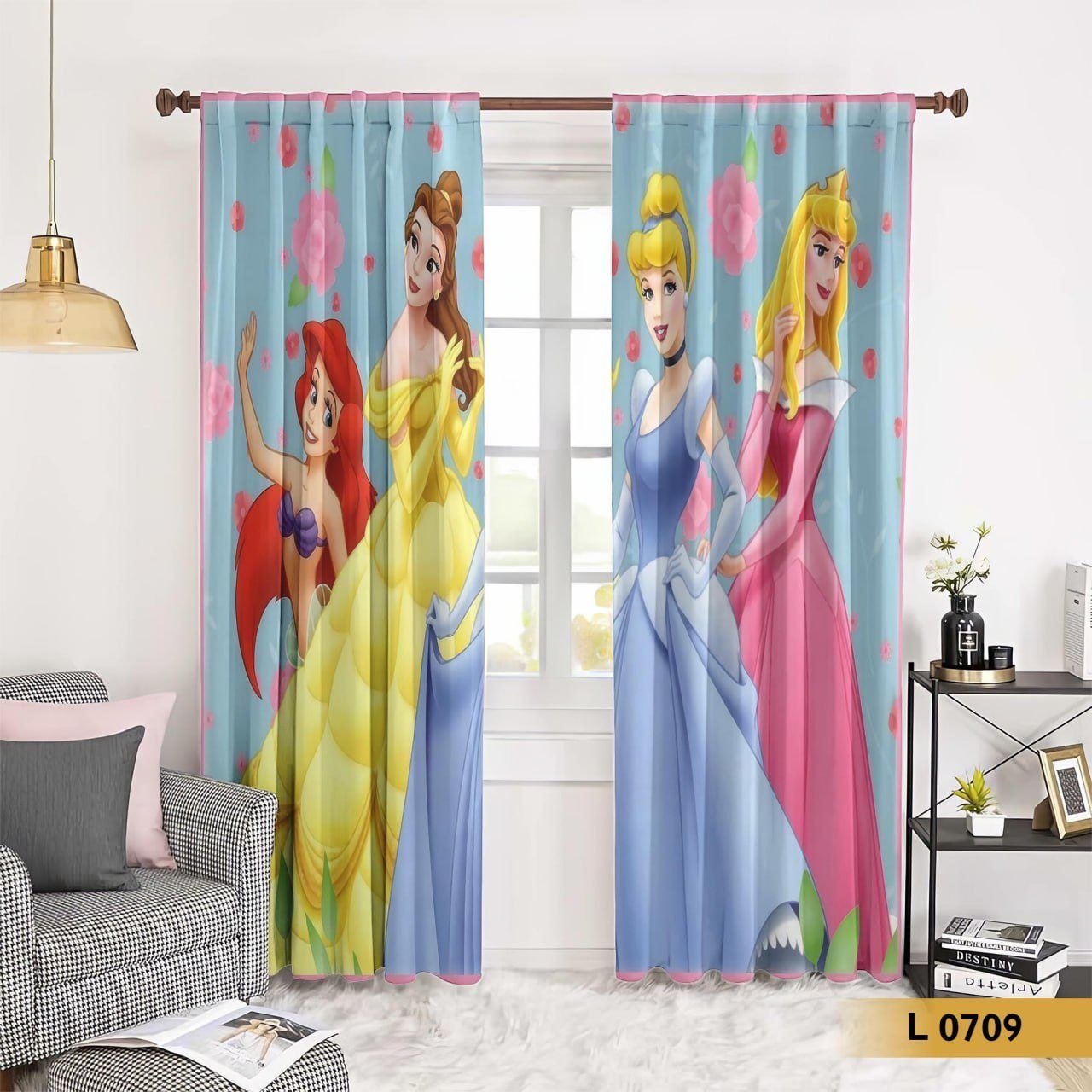 ستارة قطيفة أطفال برسومات أميرات – L 0709