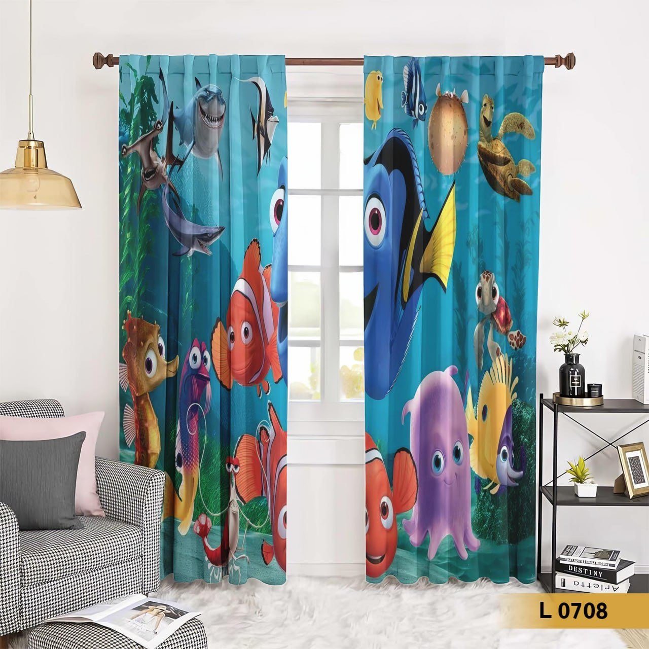 ستارة قطيفة أطفال برسومات الأسماك – L 0708