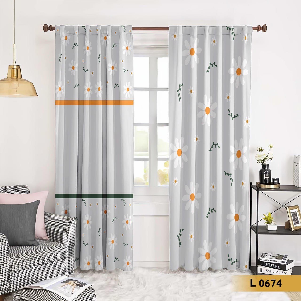 ستارة قطيفة رمادي مزينة بزهور – L 0674