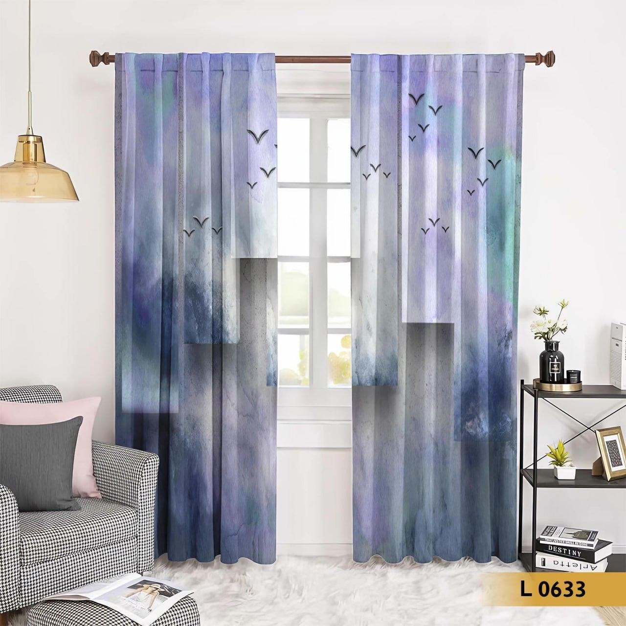 ستارة قطيفة مودرن بطباعة 3d طبيعية هادئة – موديل L 0633