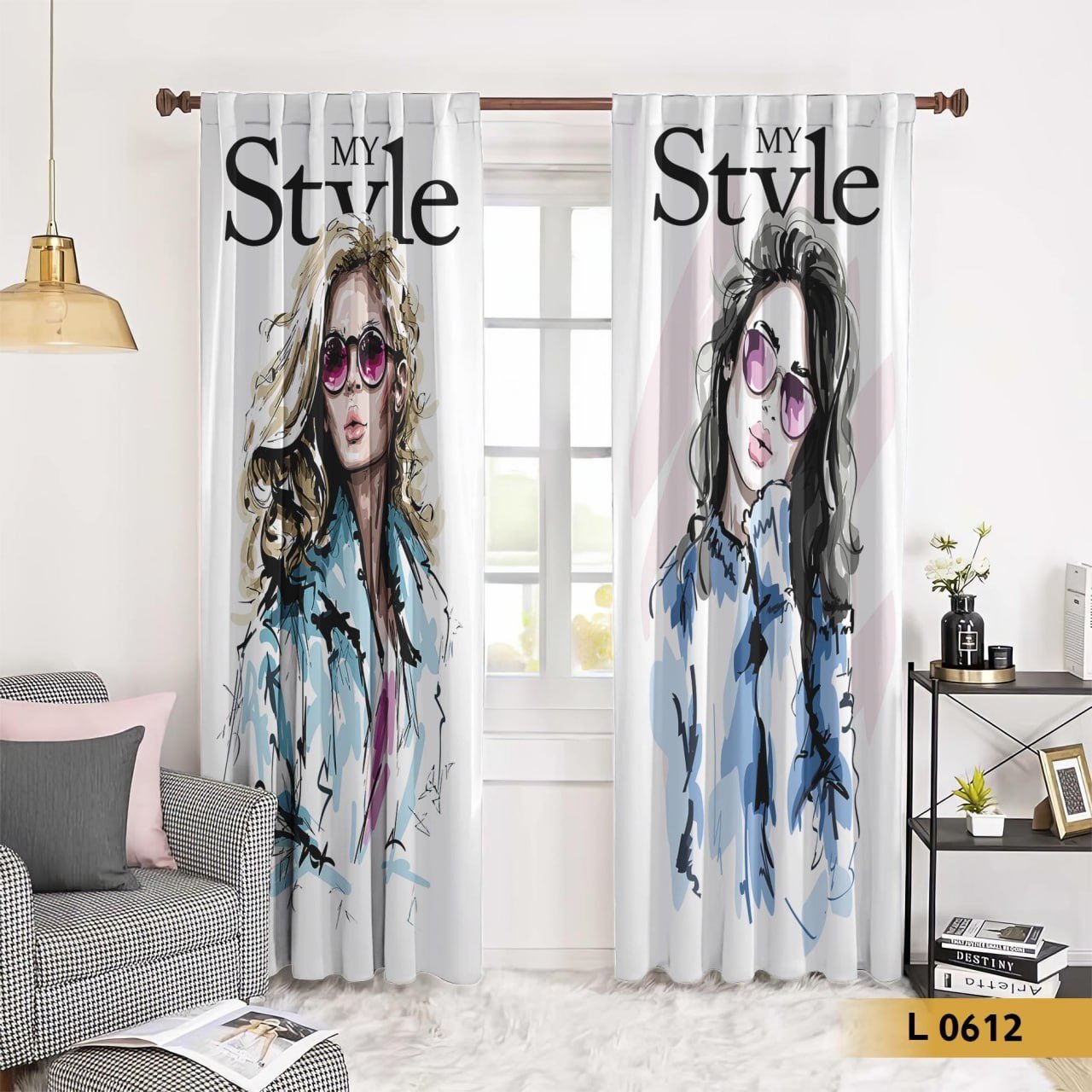 ستارة قطيفة مودرن بنقوش رسومات فاشون – موديل L 0612