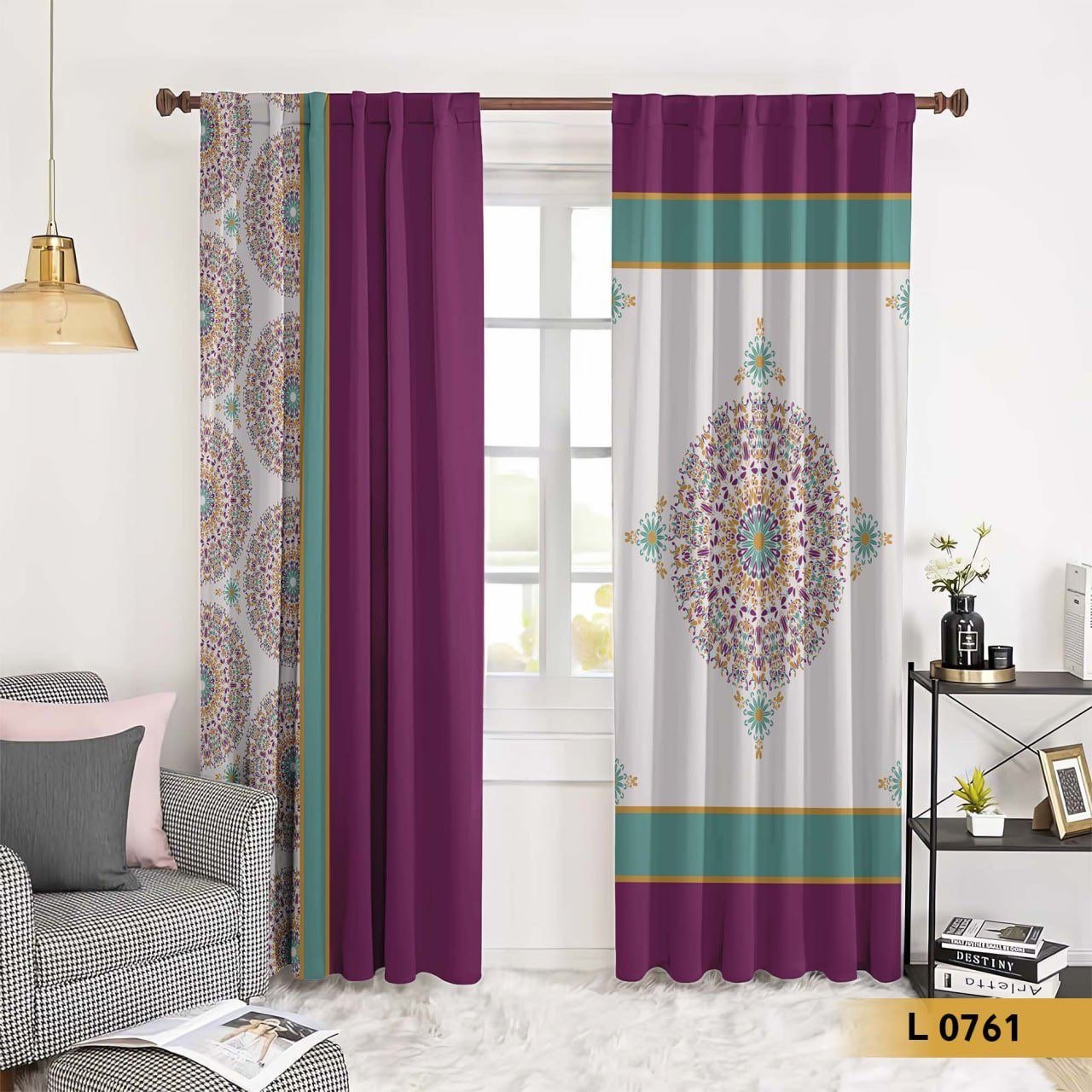 ستارة مودرن بنقشة ماندالا ملونة وتصميم ثنائي أنيق – موديل L 0761