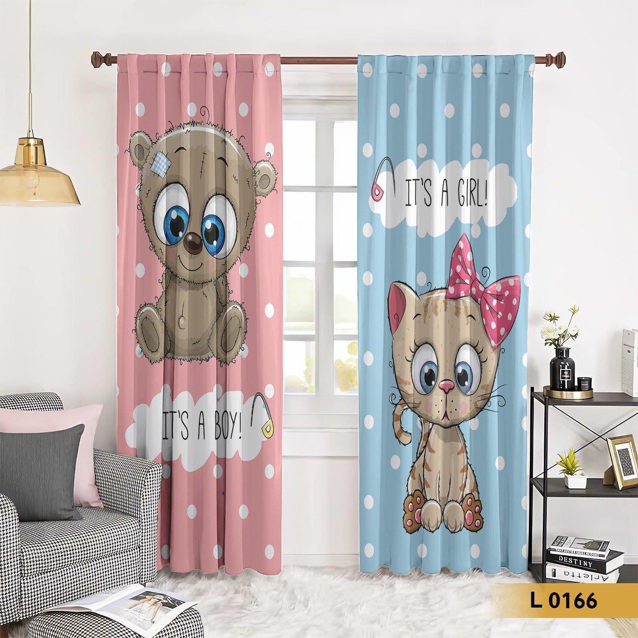 ستارة أطفال بطباعة دب وكيوت كات للأولاد والبنات – L0166