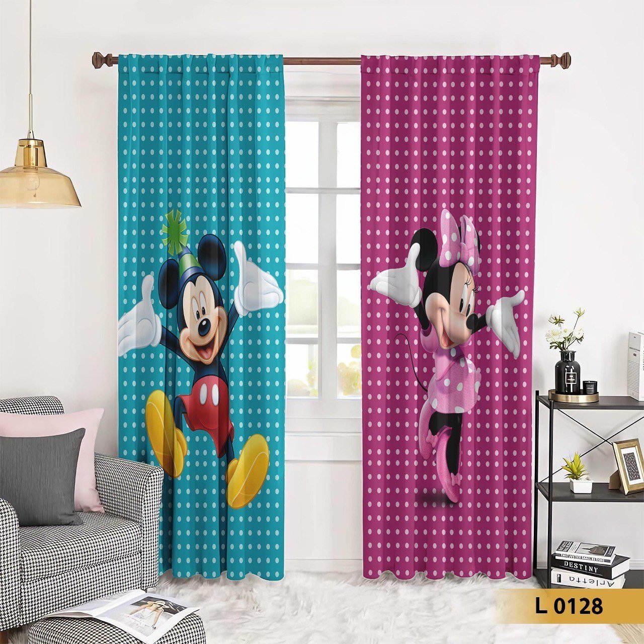 ستائر أطفال ميكي وميني ماوس – موديل L0128