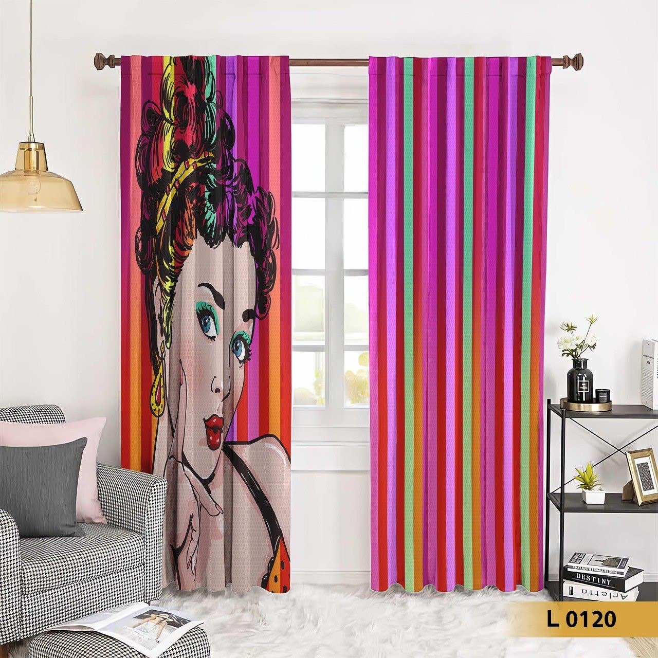 ستارة مودرن بطباعة بوب آرت ملونة _ موديل L0120