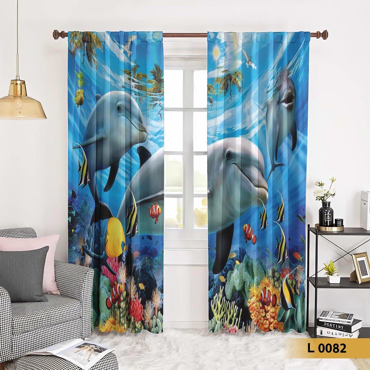 ستارة دولفين لغرف الأطفال | ستارة بحر برسومات ثلاثية الأبعاد | موديل L0082